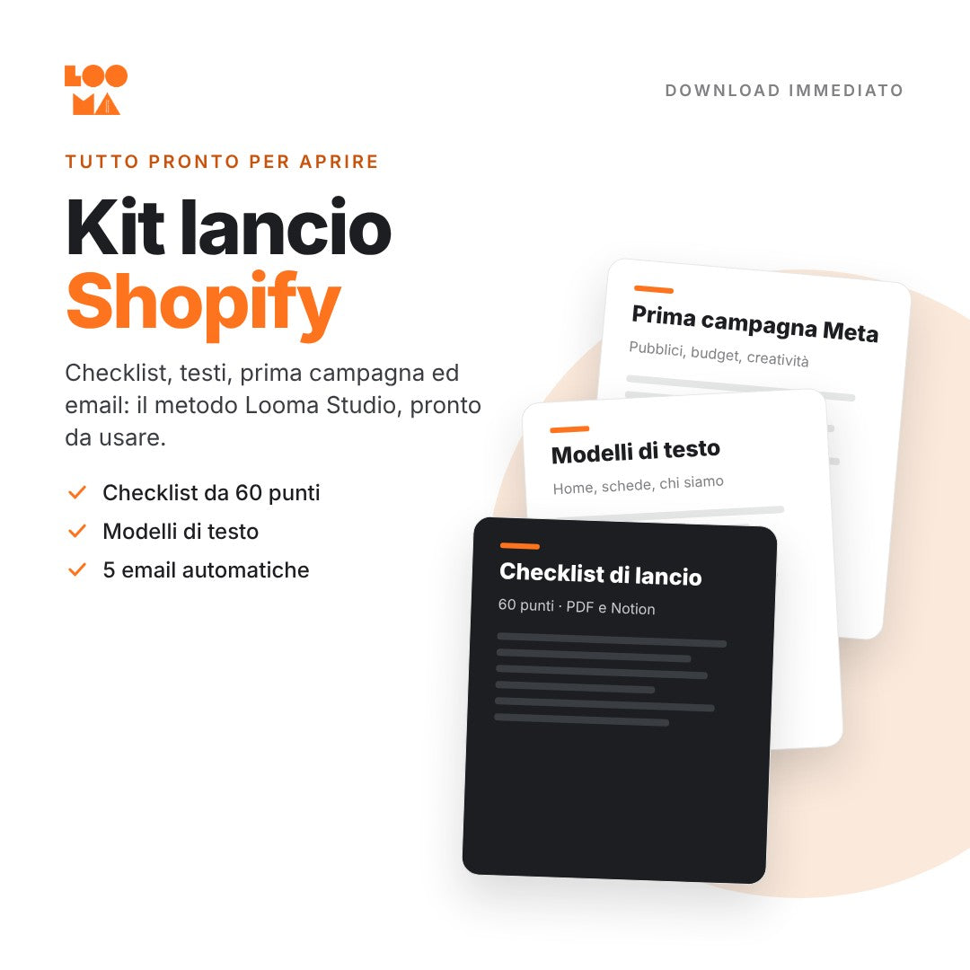Copertina del Kit lancio Shopify di Looma Studio